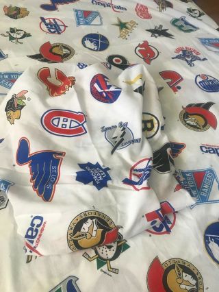NHL Vintage Twin Full Bed Sheets Fitted & Flat Hockey Boys Room Cave Canada Team 8