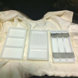 3 Vintage Milk Glass Dental Tool Trays.  W.  D.  Allison Co.  8 X 4 X 1 Inches.  More