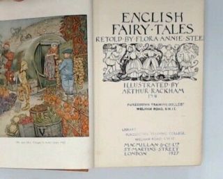 Vintage 1927 ENGLISH FAIRY TALES By Flora Annie Steel Ex Library Book - W45 2