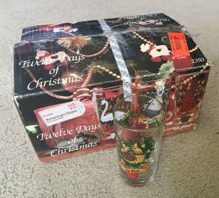 Vintage Indiana Glass,  Twelve Days Of Christmas Cups 6.  5 ",  Set Of 12