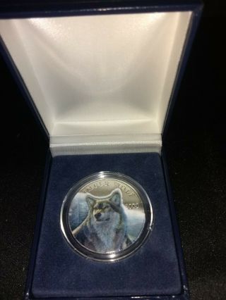 Vintage 2000 Timber Wolf Republic Liberia Legal $10 Coin W/case & Slab