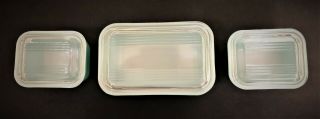 4 Vintage Pyrex Refrigerator Dishes Light Blue 3 with Glass Lids 2