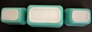 4 Vintage Pyrex Refrigerator Dishes Light Blue 3 with Glass Lids 4