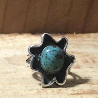 Old Pawn Navajo Sterling Silver Turquoise Vintage Ring Size 6 Tribal Southwest