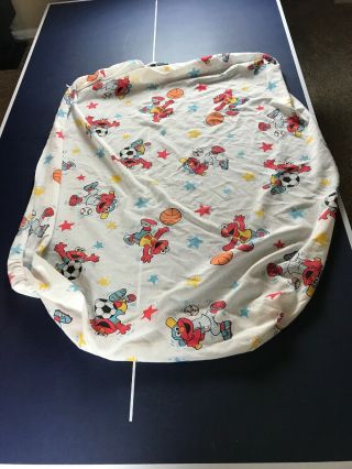Vintage Sesame Street Elmo Baby Toddler Quilt Blanket Sheet Sports Ball 38 