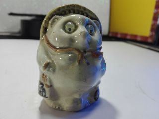 Japan Vintage Shigaraki Tanuki Raccoon Japanesetoothpick Holder - Ceramic