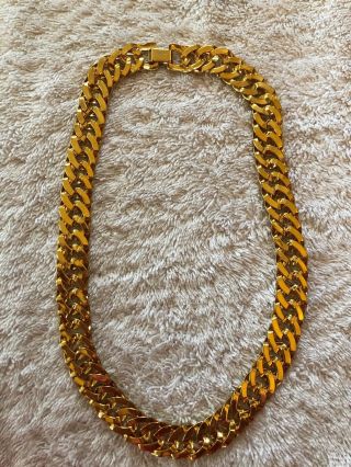 Signed Napier Vintage Necklace 17” Long Gold Tone Chain Link
