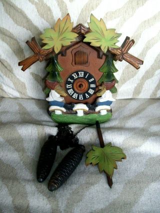Vintage German Coocoo Clock Includes Pine Cone Weights