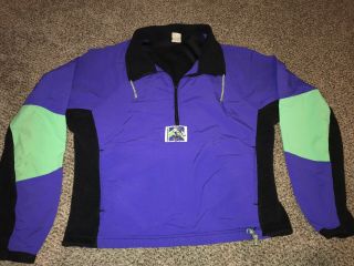 Vintage Cannondale Cycling Jacket Coat L Black Purple Neon Retro Bike Half Zip
