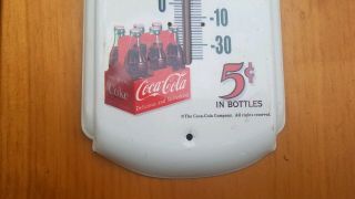 Vintage 5 Cent Coca - Cola Tin Thermometer Advertising Sign 17 