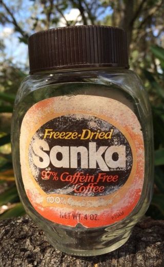 Vintage Sanka Coffee Glass Jar 4 Oz.  Htf General Foods Maxwell House Twist Lid