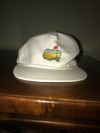 Vintage Masters Hat White Leather Strap Made In Usa Golf Louisville Ky Derby Cap