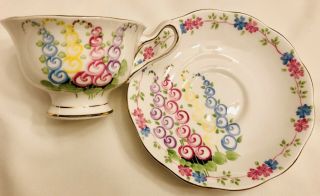 Vintage Royal Albert Teacup And Saucer - Foxglove,  Lupine,  Or Hollyhock