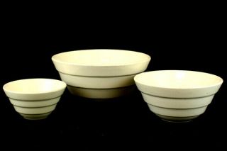 Vintage Three Piece Cream Colored Beehive Ring Ware Mixing Bowl Set