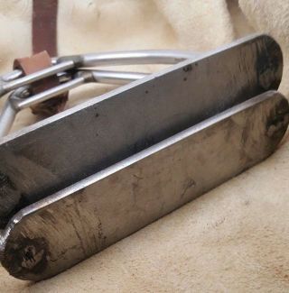 VINTAGE HORSE RIDING STIRRUPS - welded steel - appears hand made 2
