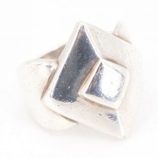 Vtg 950 Silver - Solid Geometric Tapered Statement Ring Size 7.  75 - 11.  5g