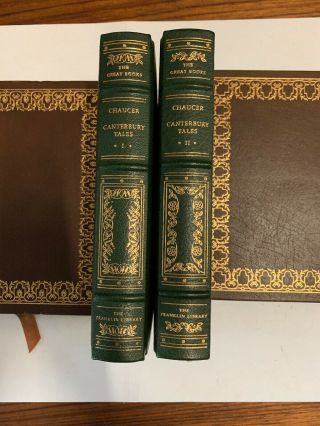 The Great Books Franklin Library Leather Bound Canterbury Tales 2 Vol Book Set