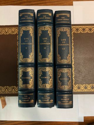 The Great Books Franklin Library Leather Bound Life Of Johnson 3 Volume Book Set