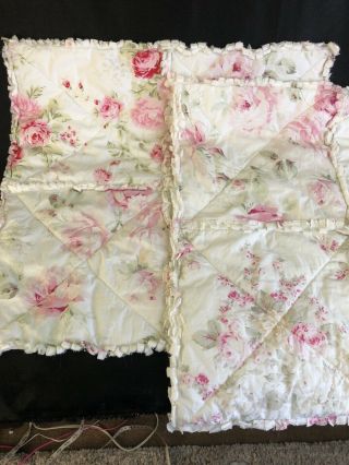 2 Vintage Shabby Chic Floral Rose Cluster Pillow Shams,  Square For Throw Pillow