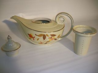 Vintage Halls Superior,  Jewel Tea,  Autumn Leaf Aladdin Teapot with Lid & Infuser 3