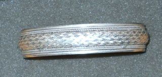 Vintage Sterling Silver Raised Braded Rope Cuff Bracelet 17.  5g