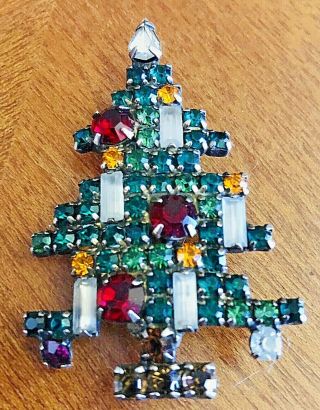 Vintage Weiss 1960s 5 Candle Christmas Tree Brooch Pin 2 - 1/8”