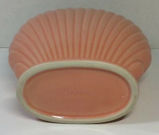Vintage Clamshell Pink Vase Planter Japan Sea Shell Art Deco Glazed Art Pottery 5