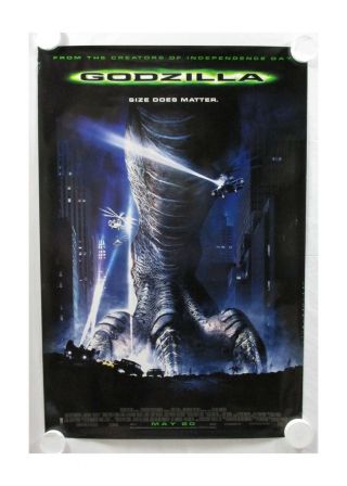 Vintage 1998 Godzilla Two Sided Advance Movie Theater Poster