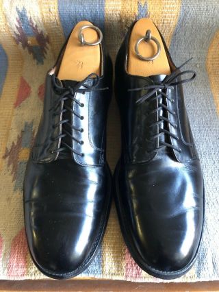 Vtg 70s Us Army Vietnam Era Black Leather Plain Toe Oxford Service Shoes 12 R