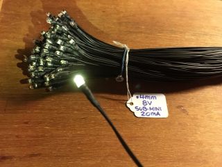 (25) (sub Mini) 8v - Stereo Dial Indicator/white Led Wire Lamps - Sx - 850 - 950 - 1050 - 1980
