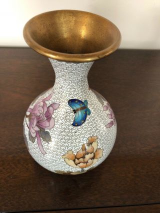 Gorgeous Large Vintage Floral Chinese Cloisonne Vase 10 - 1/4 " T