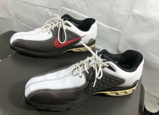 Vintage 2007 Nike Air Zoom Elite Golf Shoes White Brown Red Size 11 317478 - 162