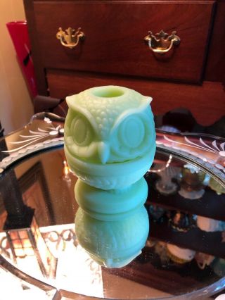 Fenton Vintage Fairy Lamp Lime Satin Glass Owl