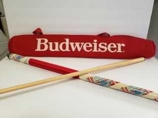 Vintage Budweiser Billard Cue 58 Inch 2 - Piece Pool Stick,
