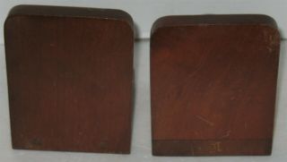 Vintage Brown Round Globe on Wooden Base Book Ends Bookends Mismatched Pair 4