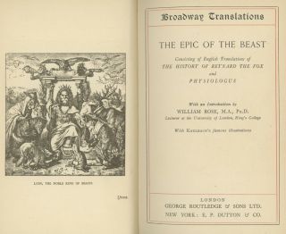 William Caxton / Epic of the Beast Consisting of English Translations 1st 1900 2