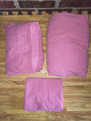 Vintage Polo Ralph Lauren Red Gingham Flat Fitted Pillowcase Sheet Set Twin