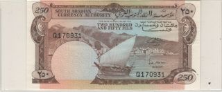South Arabian Currency Authority 250 Fils Yemen Vintage Banknote