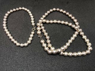 Vintage Sterling Silver Necklace And Bracelet Set