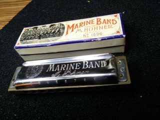 Vintage Harmonica,  Hohner Marine Band 1896 Key C Blues Rock Country Harp,