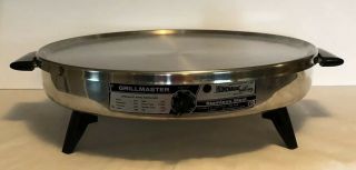 Griddle Homemakers Guild Grillmaster 15” Round Electric Grill Stainless Vtg Xl