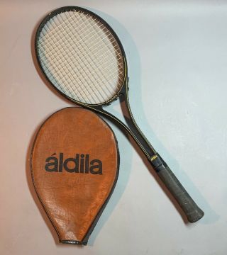 Vintage 1970s Aldila Cannon Black Graphite Tennis Racket Racquet Orginal Cover