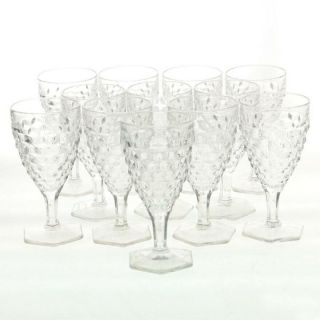 Set 12 Vtg Fostoria American Clear Glass Water Goblets 6 - 7/8 " Hexagonal Base