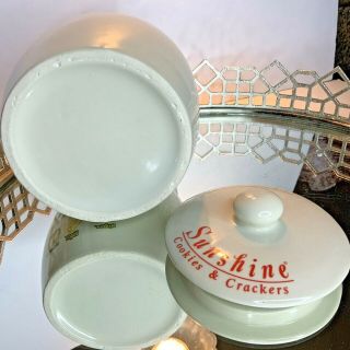 Sunshine Cookies Biscuit Jar Lid Advertising Stoneware Vintage 8 1/4 J77 6