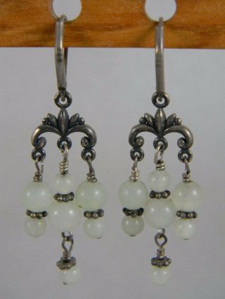 Vintage Sterling Silver And White Crystal Ball Chandelier Earrings