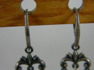 Vintage Sterling Silver and White Crystal Ball Chandelier Earrings 2