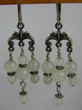 Vintage Sterling Silver and White Crystal Ball Chandelier Earrings 3