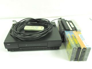 Rca Vhs Vcr 4 Head Video System Model Vr503a With Remote,  Cables,  9 Videos Euc