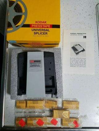 Vtg Kodak Presstape Universal Splicer For 8mm,  8 & 16mm W Tape & Orig.  Box