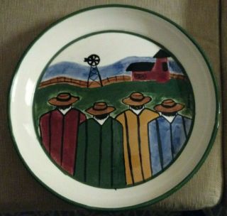 Vintage Gaetano Pottery Usa Xl Platter 15.  5 " Men Ponchos Spanish Design